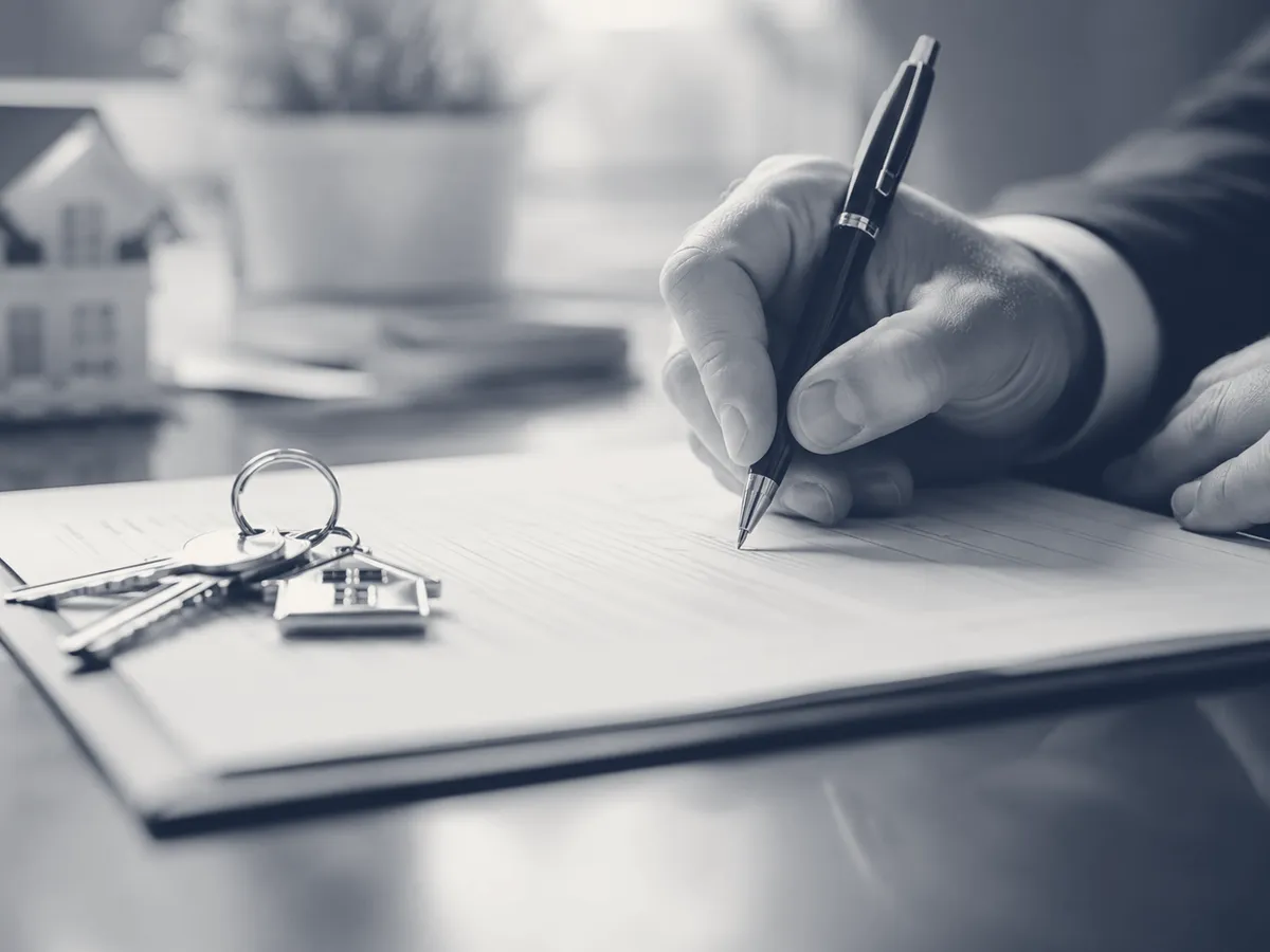 Closing a real estate transaction -- signing the contract with keys in hand